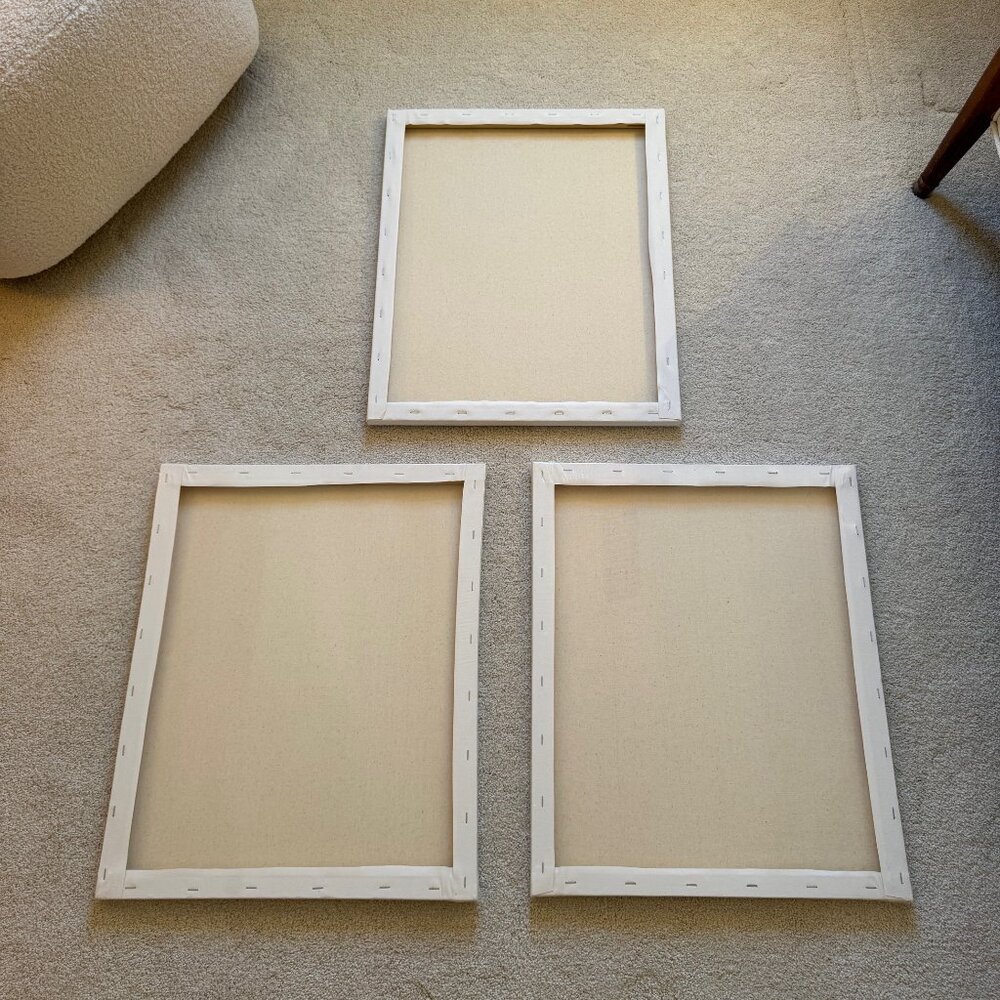 Set of 3 Large Blank Art Canvases - Picture 2 of 4